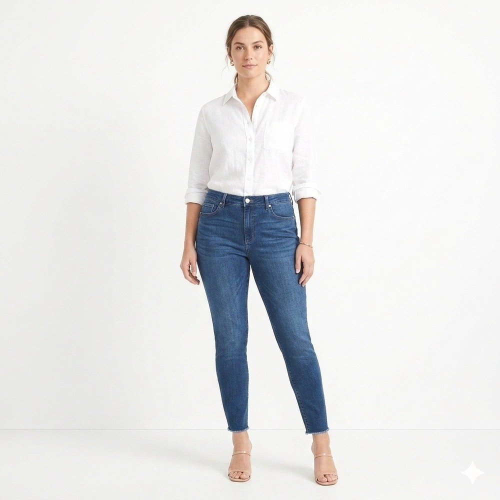 Sofia Jeans by Sofia Vergara Womens Size‎ 16 Dark Wash Skinny Ankle Frayed Hem